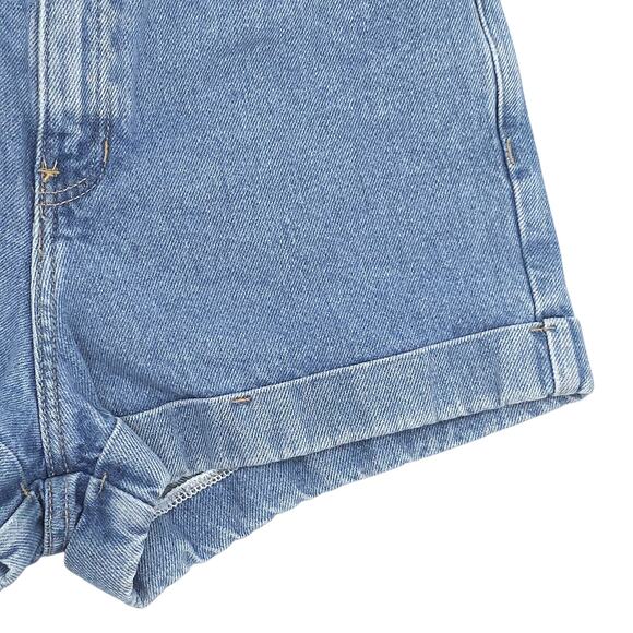 American Apparel Denim Shorts Womens 27 High Rise Cuffed Jorts USA Made Blued - Picture 6 of 13